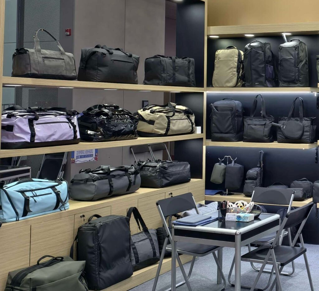 Custom travel bags and duffle bags displayed at the 139th Canton Fair