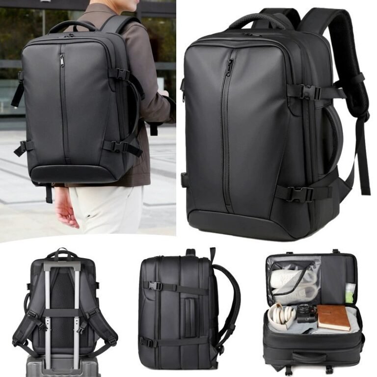 Anti-Theft Large Capacity Expandable Business PU Leather Vacuum Backpack