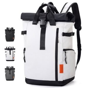 Water-Resistant Large Capacity Modern Travel School Oxford Roll Top Backpack