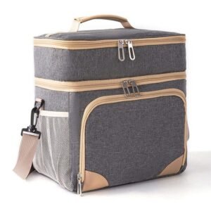 Large Capacity Lunch Cooler Bag Men Double-layer Leakproof PEVA Insulated Soft Box for Picnic