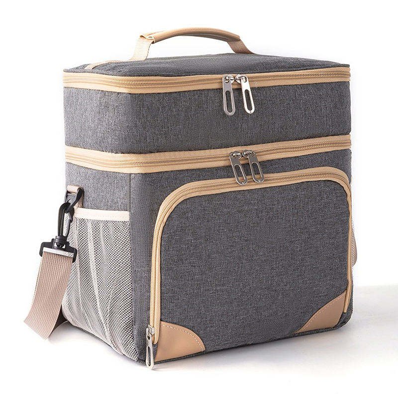 Large Capacity Lunch Cooler Bag Men Double-layer Leakproof PEVA Insulated Soft Box for Picnic
