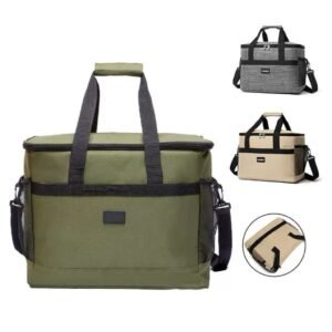 Large Capacity Double Layers Cartoon Printing Crossbody Insulated Lunch Bag for Children Oxford Waterproof Picnic Cooler Bag