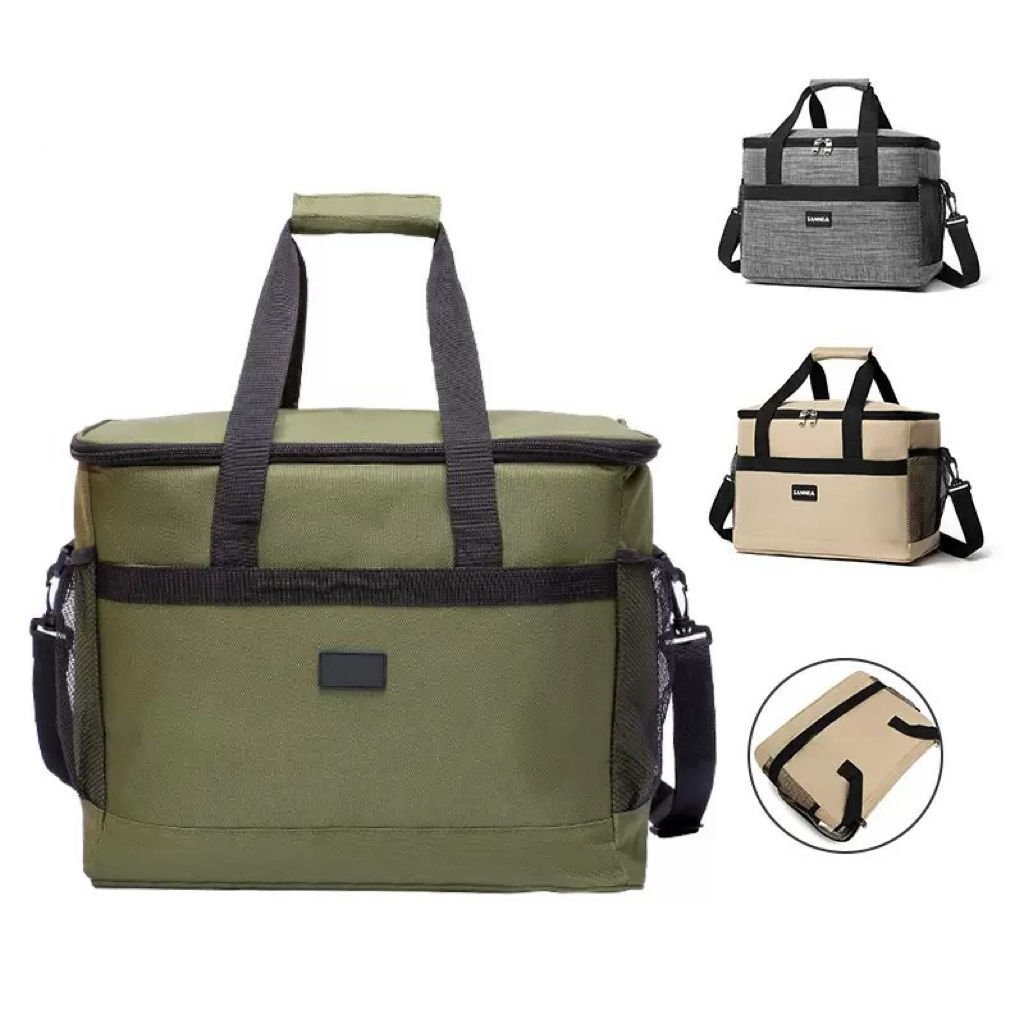 Large Capacity Double Layers Cartoon Printing Crossbody Insulated Lunch Bag for Children Oxford Waterproof Picnic Cooler Bag