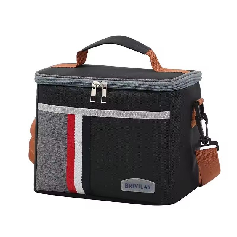 Fashion Oxford Cloth Aluminum Foil Thermal Insulated Lunch Bag with Shoulder Strap Waterproof Portable Picnic Cooler Bag