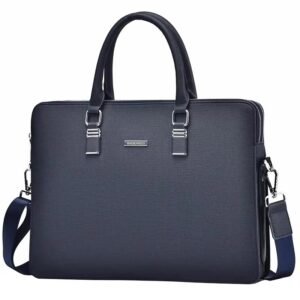 Unisex PU Leather Laptop Bag Large Capacity Double Zipper Style Business Messenger Briefcase