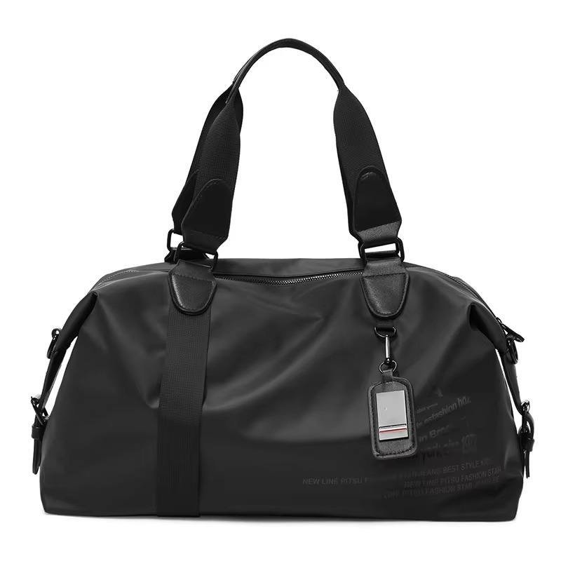 Luxury Black Leather Duffle Bag Oxford Material Weekender Travel Gym Weekend Bags for Youth