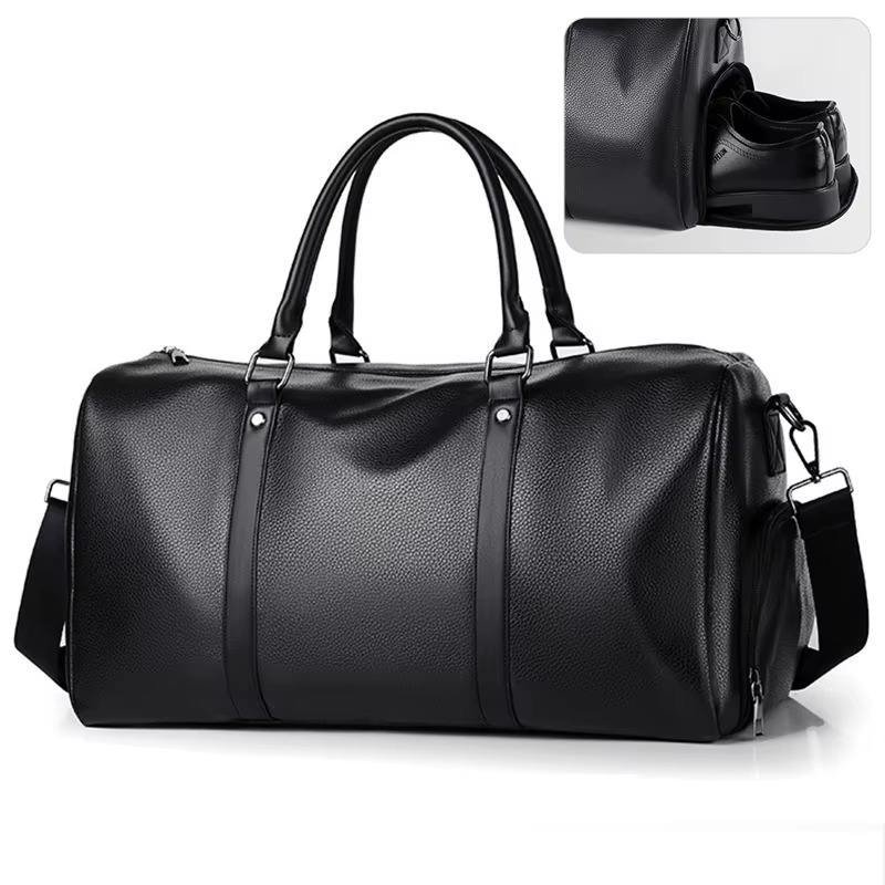 Waterproof Shoe Compartment PU Leather Business Travel Duffel Bag
