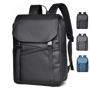 Water-Resistant Large Capacity Modern Business Travel PU Leather Roll Top Backpack