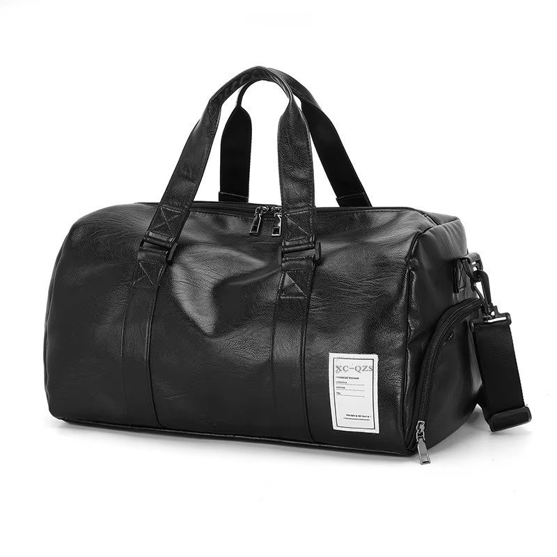 Waterproof Shoe Compartment PU Leather Sports Travel Lightweight Duffel Bag