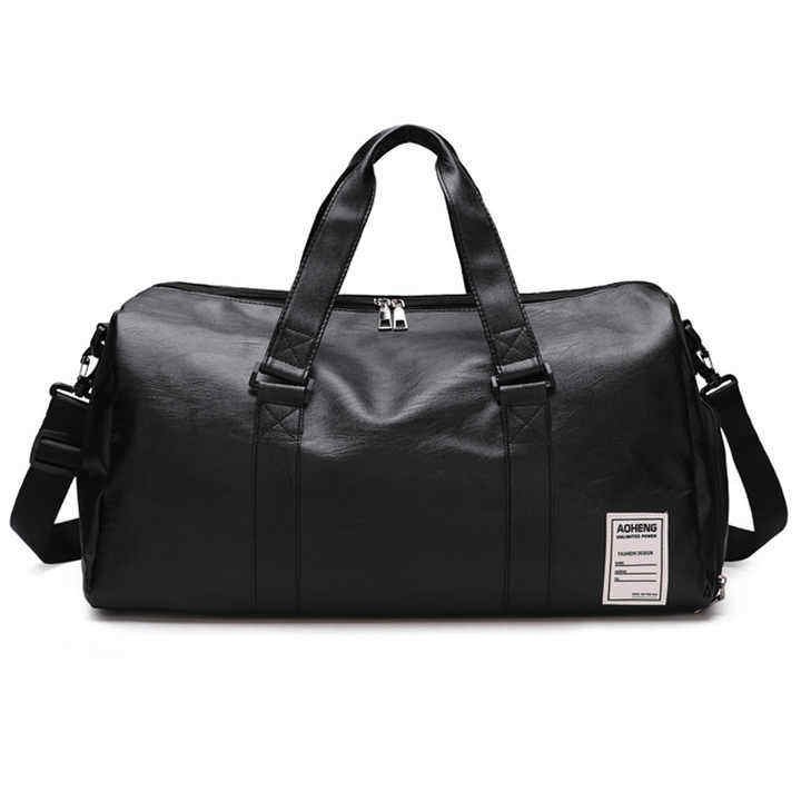 Waterproof Shoe Compartment PU Leather Weekend Travel Overnight Duffel Bag