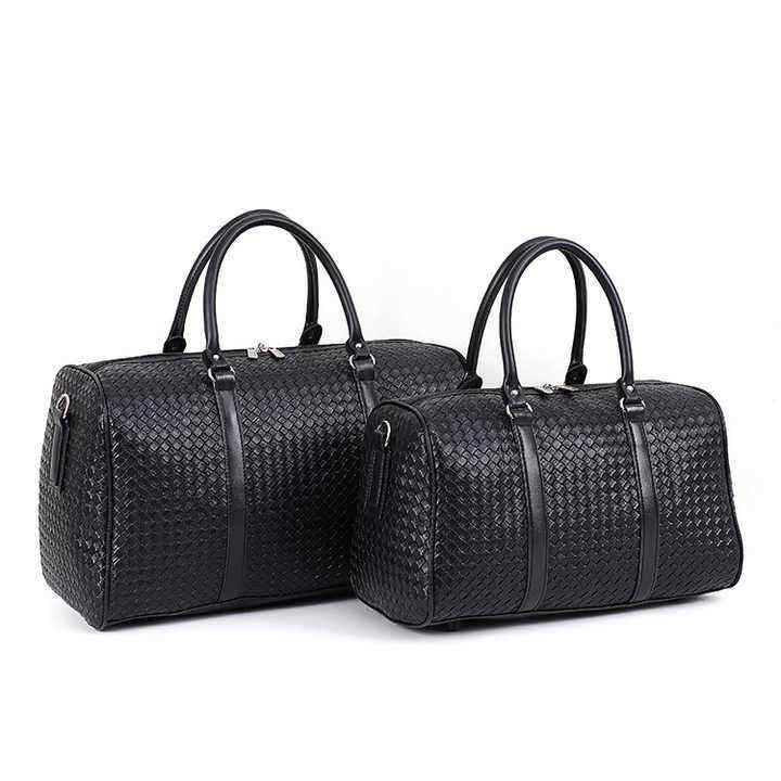 Waterproof Shoe Compartment PU Leather Weekend Travel Tote Duffel Bag