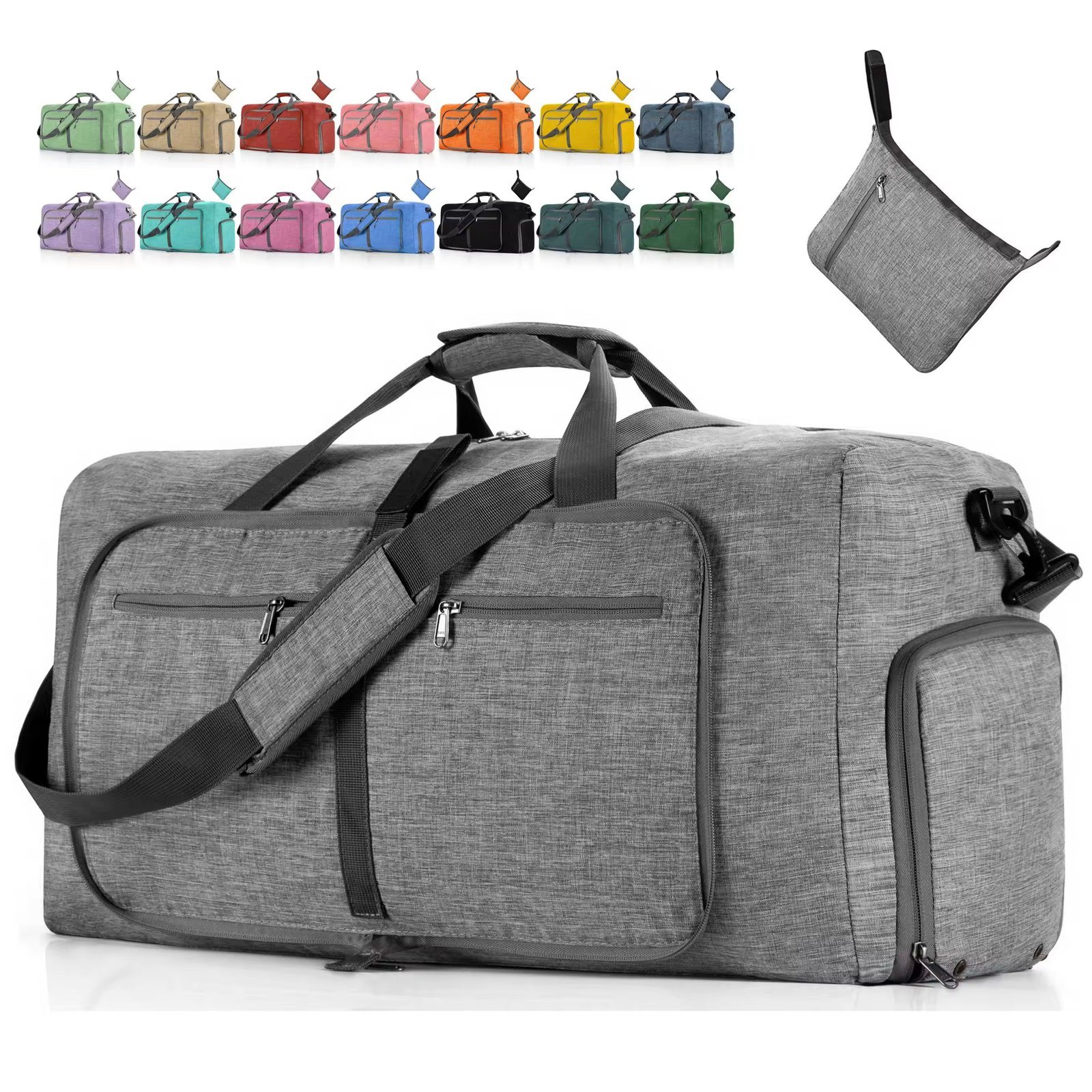 Water-Resistant Shoe Compartment Nylon Weekend Travel Duffel Bag