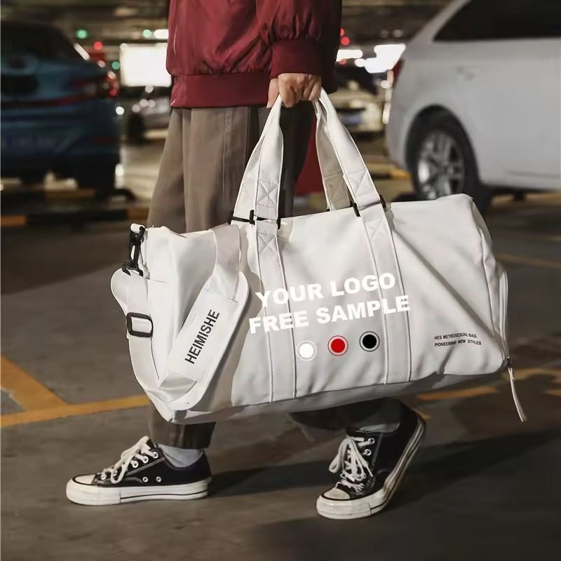 Waterproof Shoe Compartment PU Leather Sports Travel Heavy Duty Duffel Bag