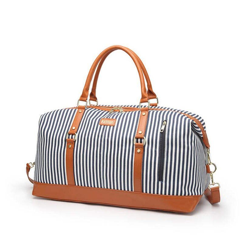 Waterproof Canvas Weekend Travel Striped Duffel Bag