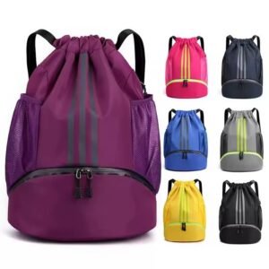 Shoe Compartment Oxford Basketball Drawstring Backpack