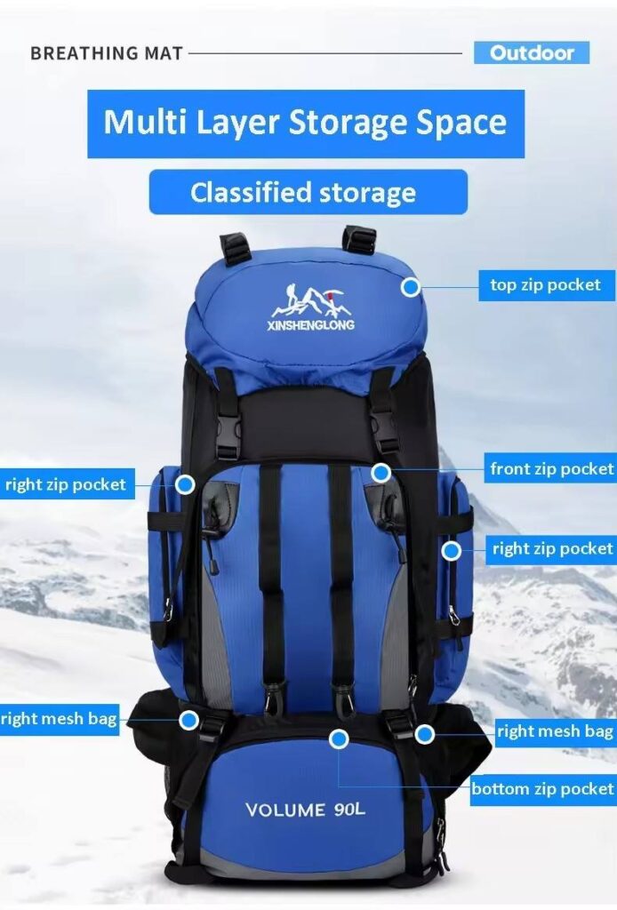 Waterproof 90L Nylon Camping Backpack - product image