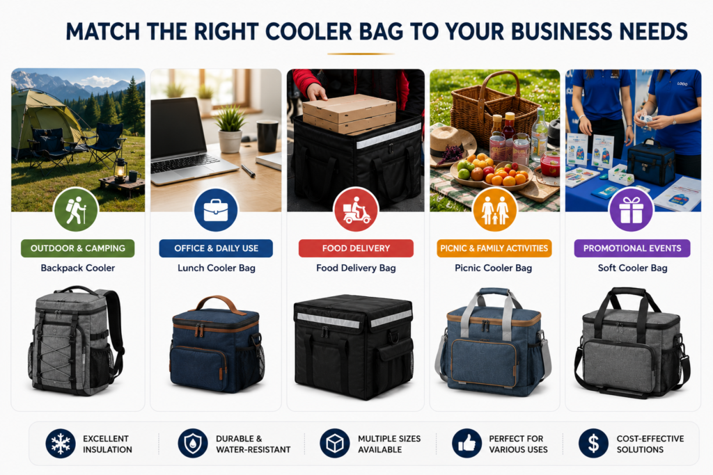Different types of cooler bags for various business applications