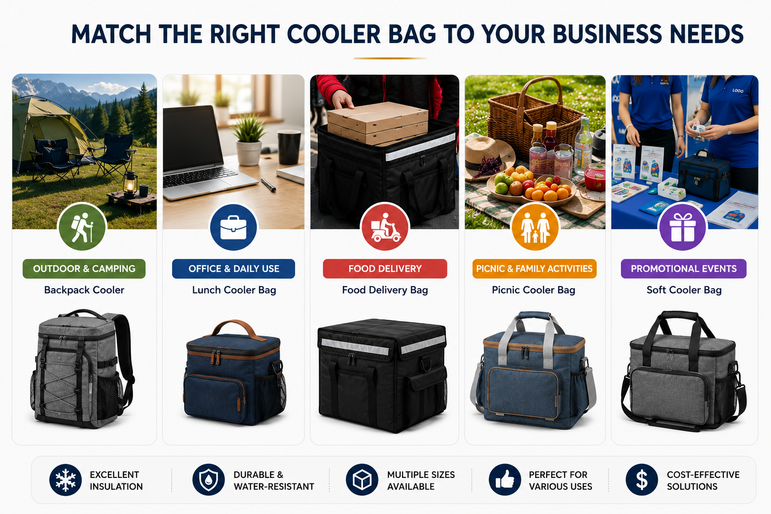 Different types of cooler bags for various business applications