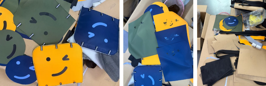 Logo color proofing on deep blue cooler bag trolley