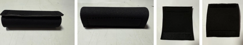 Rows of neoprene drink carrier handle prototypes from sample development