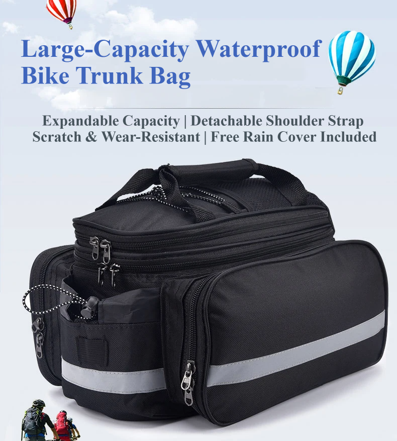 Nice Bags large-capacity waterproof bike trunk bag with reflective strip