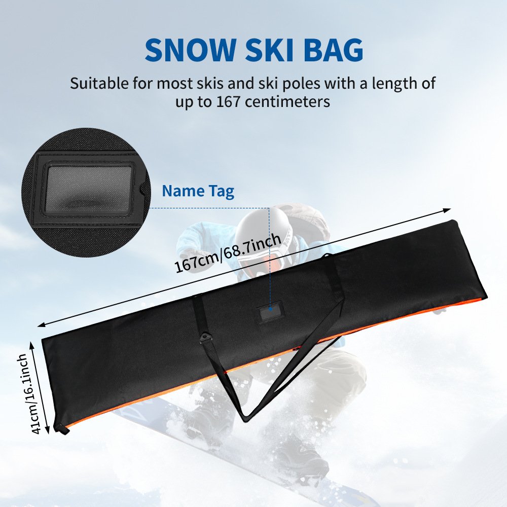 Nice Bags snow ski bag size dimensions chart 167cm with clear ID name tag slot