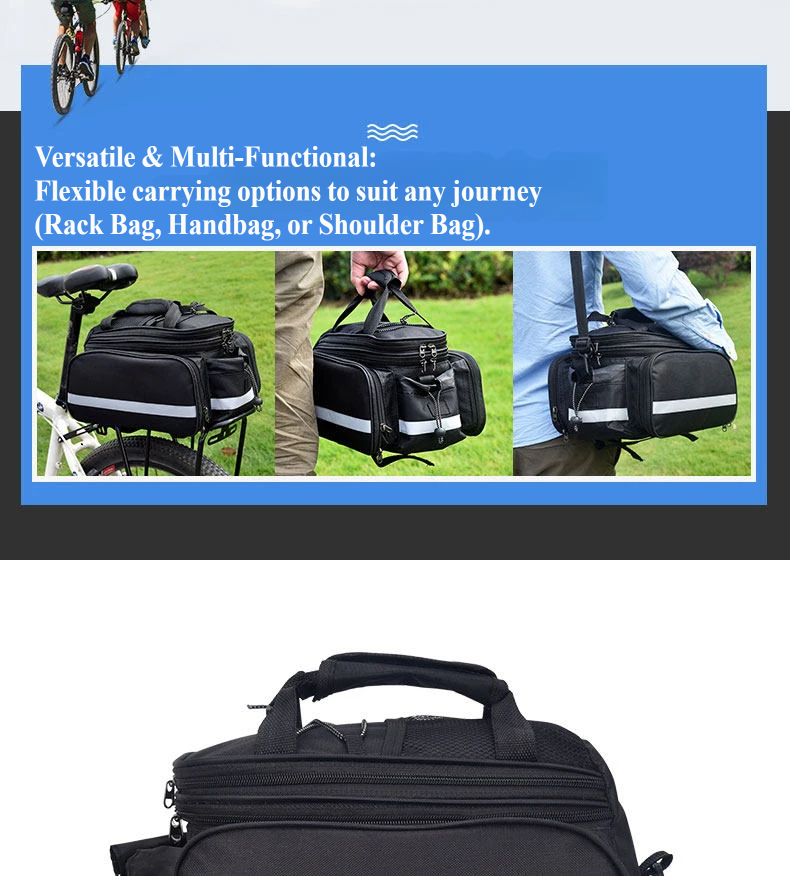 Nice Bags versatile multi-functional bike rear rack bag, handbag, and shoulder bag