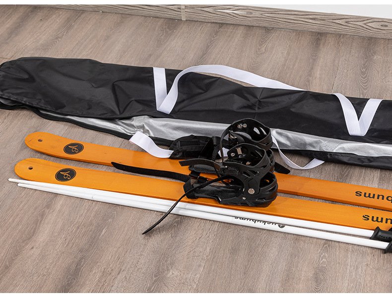 Interior view of Nice Bags polyester ski bag storing skis and bindings