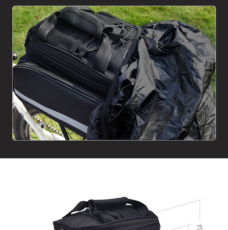 Nice Bags expandable bike rear carrier bag details and top compartment view