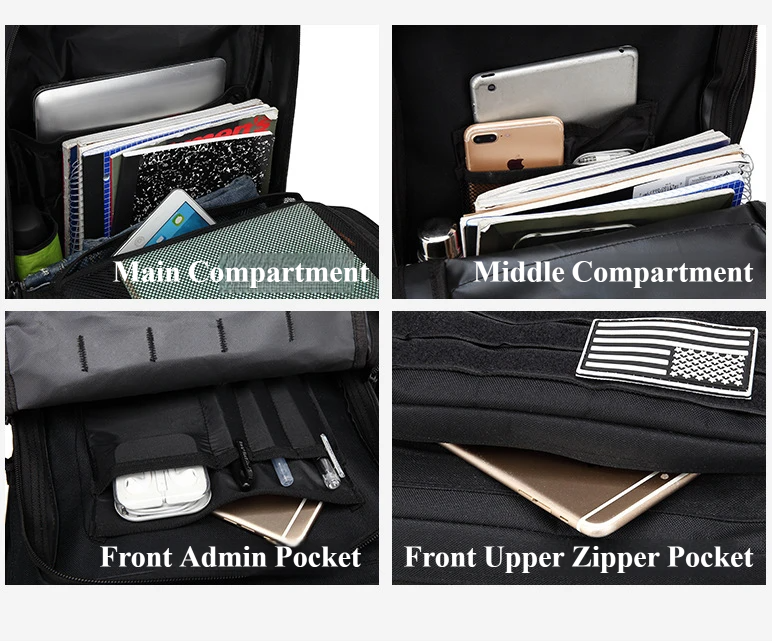 Nice Bags tactical backpack internal organizer pockets