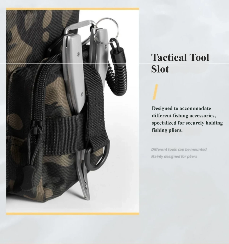 Nice Bags tactical tool slot designed for carrying fishing pliers and accessories