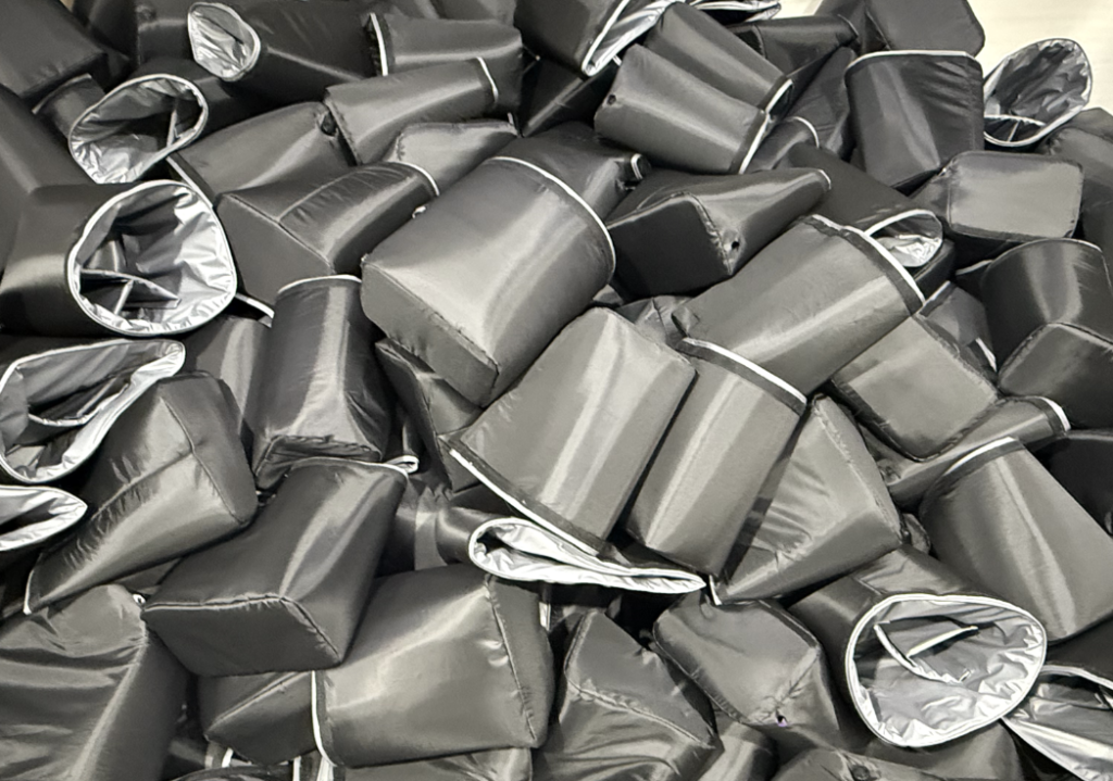 the pile of removable PEVA liners from production