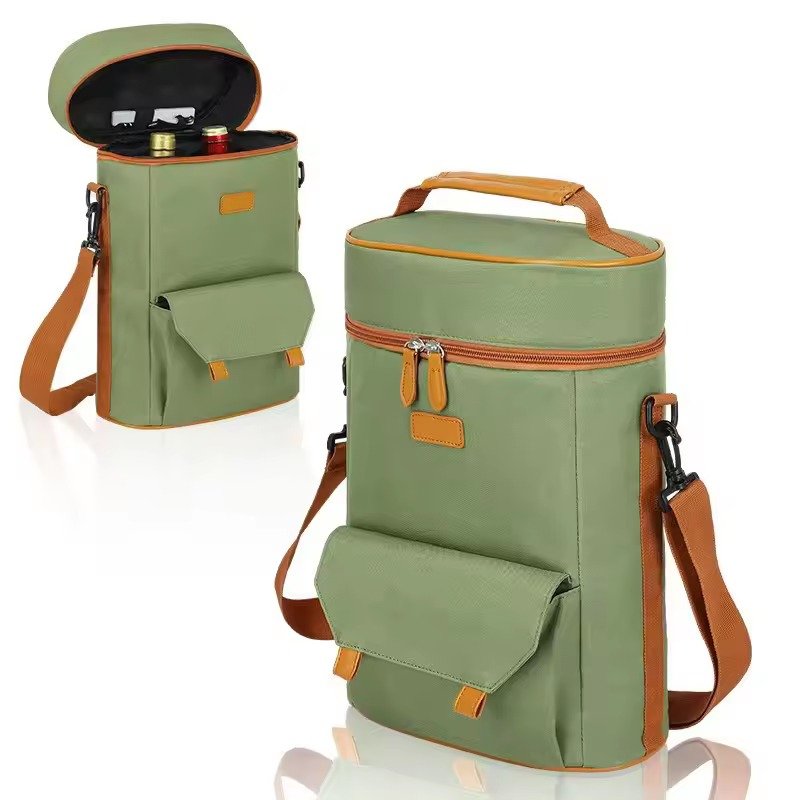 Two-Bottle Insulated Wine Tote with Front Flap Pocket