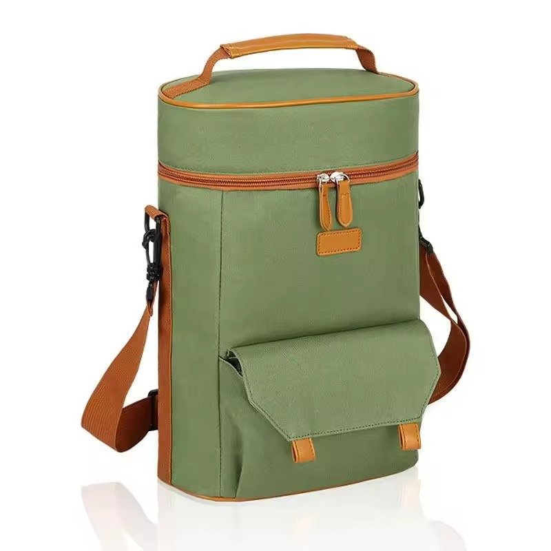 Two-Bottle Insulated Wine Tote with Front Flap Pocket