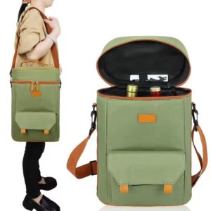 Two-Bottle Insulated Wine Tote with Front Flap Pocket - Image 3