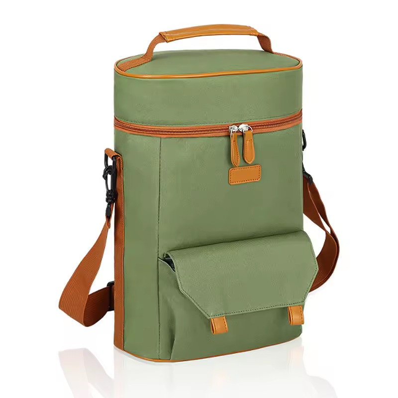 Two-Bottle Insulated Wine Tote with Front Flap Pocket