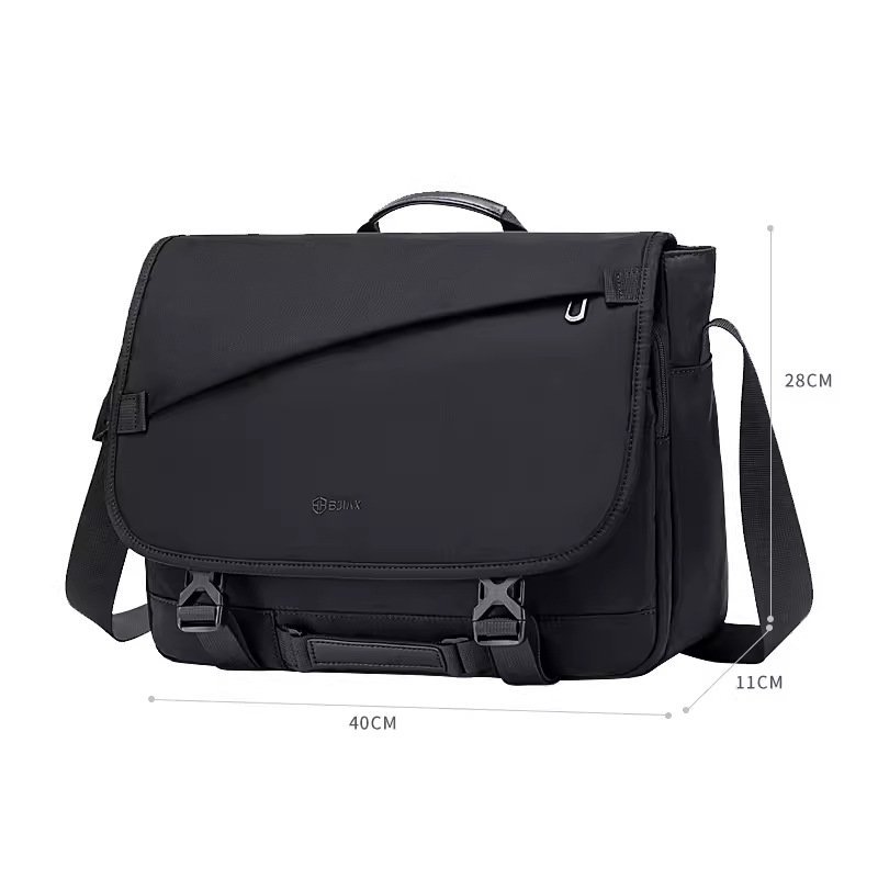 Water-Repellent Nylon Messenger Bag with Laptop Sleeve