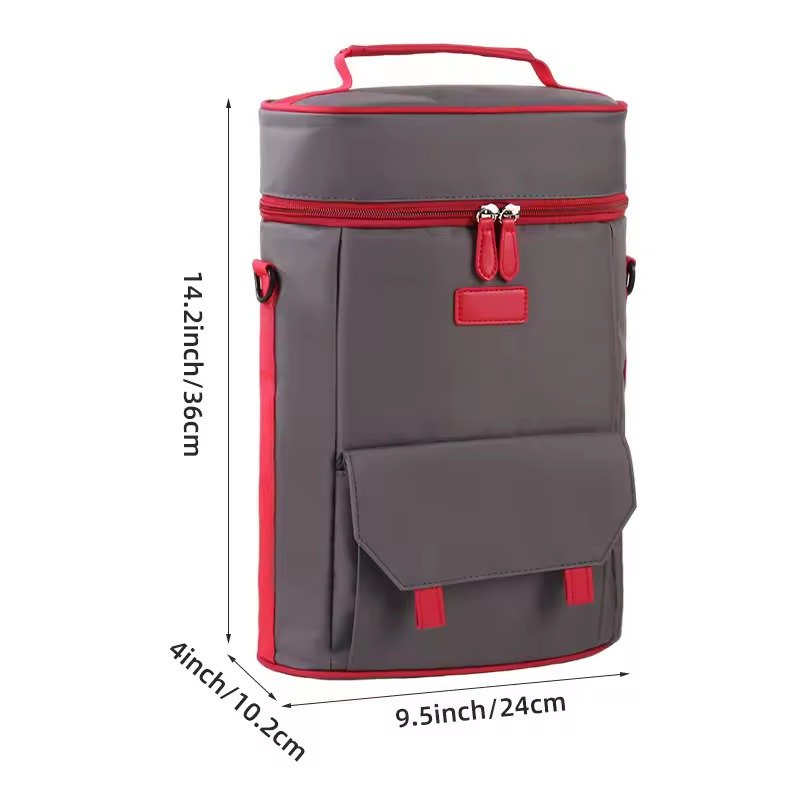 Two-Bottle Insulated Wine Tote with Front Flap Pocket