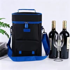 Two-Bottle Insulated Wine Tote with Front Flap Pocket - Image 10
