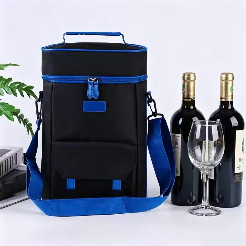 Two-Bottle Insulated Wine Tote with Front Flap Pocket