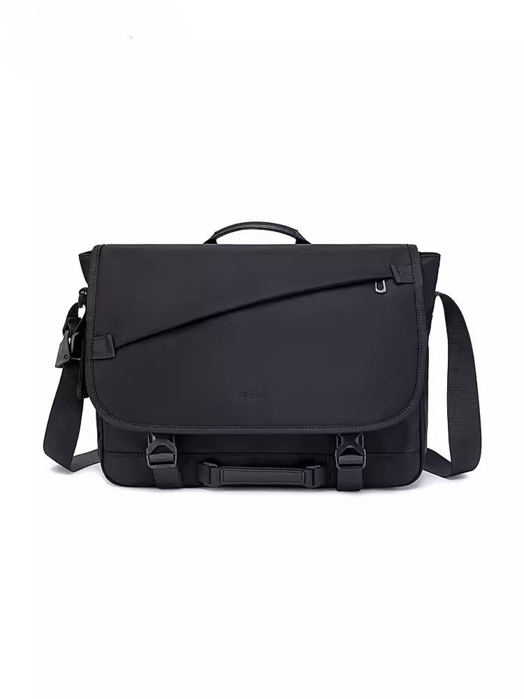 Water-Repellent Nylon Messenger Bag with Laptop Sleeve