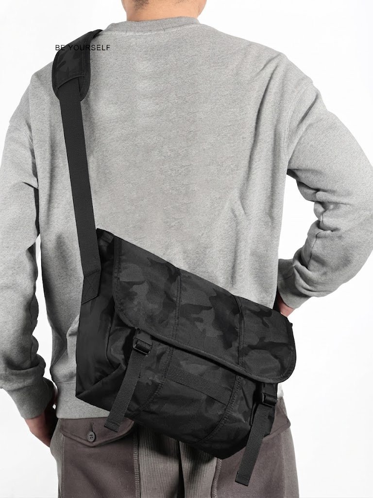 Anti-Theft Camo Nylon Messenger Bag with Tablet Sleeve