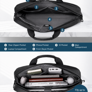 Water-Repellent Multi-Compartment Business Laptop Briefcase - Image 3