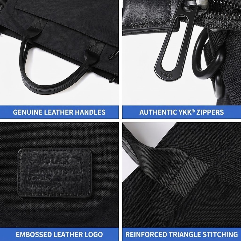 CORDURA Nylon Briefcase with Genuine Leather Handles