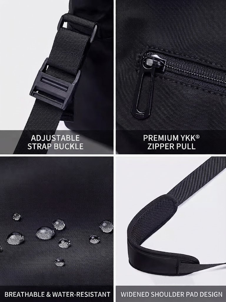 Water-Repellent Nylon Messenger Bag with Laptop Sleeve