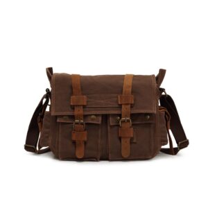 Vintage Canvas Crossbody Messenger Bag with Leather Trim - Image 6