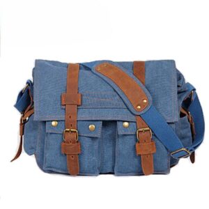 Vintage Canvas Crossbody Messenger Bag with Leather Trim - Image 7