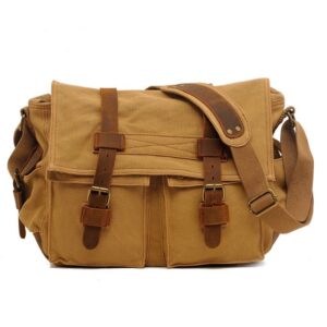 Vintage Canvas Crossbody Messenger Bag with Leather Trim - Image 9