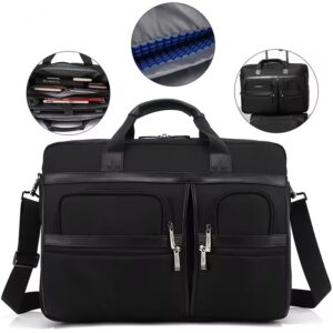 Multi-Pocket Briefcase with Trolley Strap and Laptop Sleeve