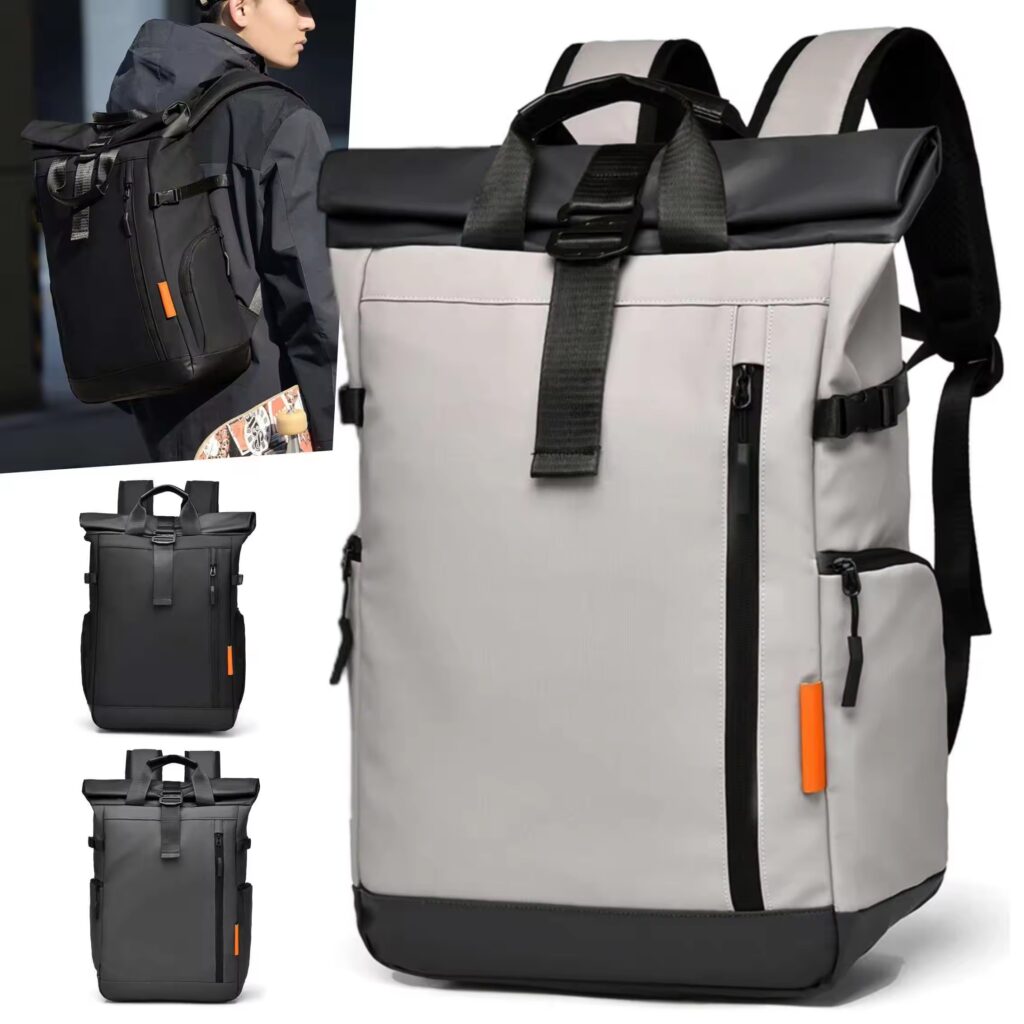 Expandable Roll Top Travel Backpack with Padded Laptop Sleeve